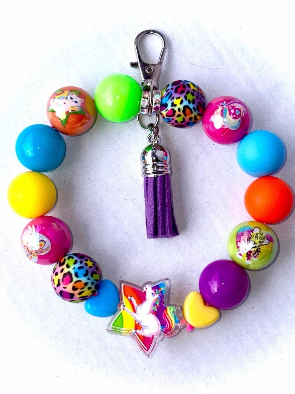 Handmade Beaded Lisa Frank Multi-Accessory: Hunter, Angel Kitty Markie Beads Etc